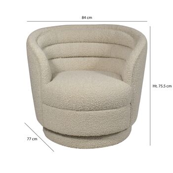 Fauteuil pivotant tissu
 en bouclette écru
 84x77x75.5cm linus 3