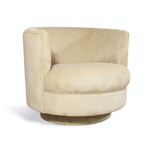 Fauteuil tournant en
 velours cotelé beige
 77x81x71cm sirk