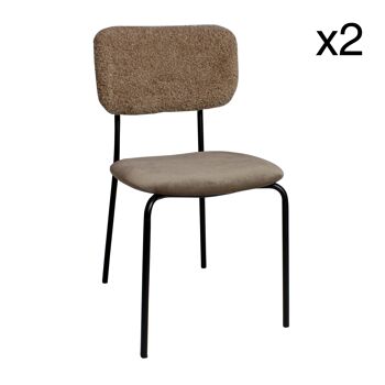 Lot 2 chaises bi-matière
 taupe pieds métal noir
 52x47x84cm lama 1