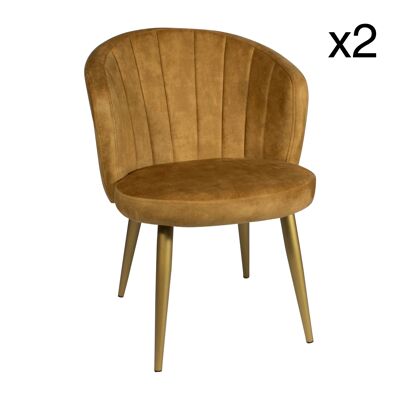 JUEGO DE 2 SILLONES EN
 TERCIOPELO CAMEL
 62X58XH80CM EDEN ROC