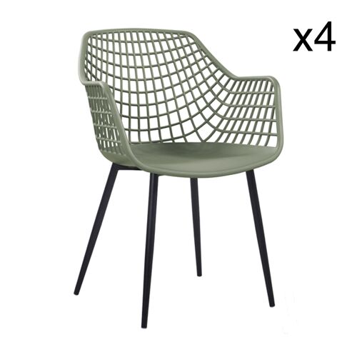 Lot de 4 fauteuils
 kaki en polypropylene
 56x57x84cm bradley