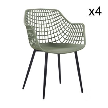 Lot de 4 fauteuils
 kaki en polypropylene
 56x57x84cm bradley 1
