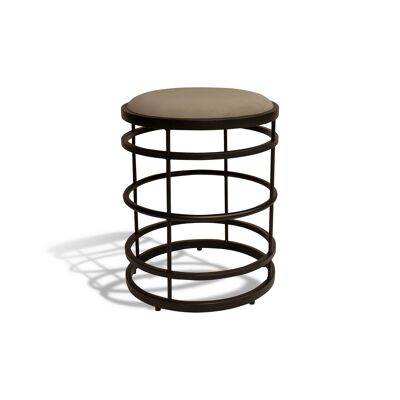 BLACK METAL STOOL
 AND TAUPE VELVET
 HEIGHT 50CM TOMMY