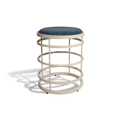 Tabouret en métal blanc
 et velours bleu
 hauteur 50cm tommy