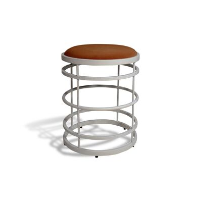 Tabouret en métal blanc
 et velours terracotta
 hauteur 50cm tommy