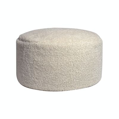 Pouf rond beige effet
 fourrure bouclette
 d70x h35cm lama