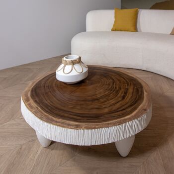 Table basse ronde en
 bois d'acacia massif
 80x80x32cm aba 2