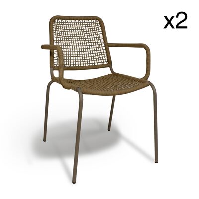 SET OF 2 ARMCHAIRS
 OUTDOOR TABLE IN
 STACKABLE ROPE TALIM