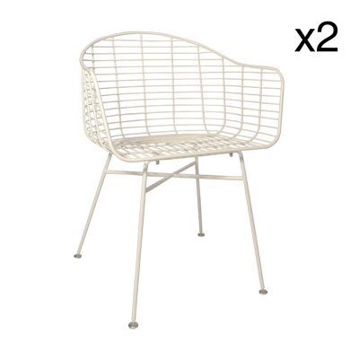 Lot 2 fauteuils de table
 outdoor en métal blanc
 54x55xh78cm soho