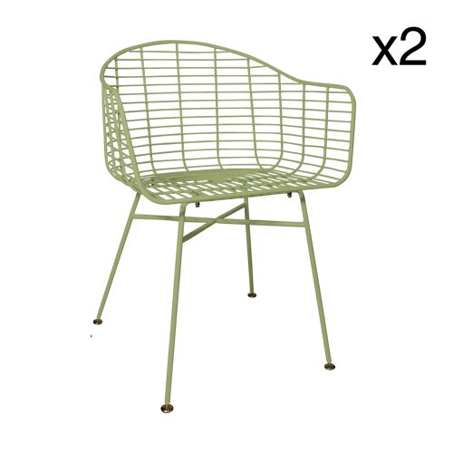 Lot 2 fauteuil de table
 outdoor en métal vert
 54x55xh78cm soho