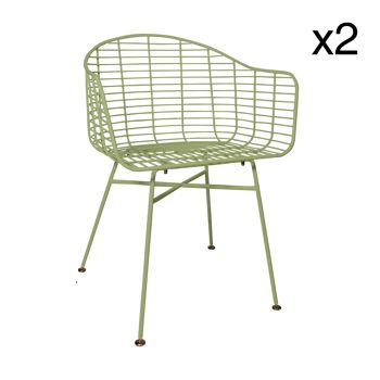 Lot 2 fauteuil de table
 outdoor en métal vert
 54x55xh78cm soho 1