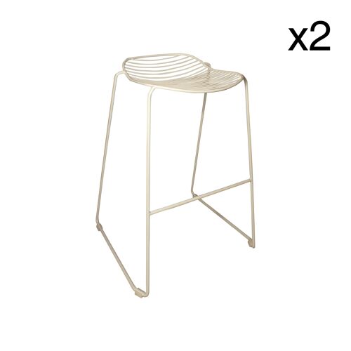 Lot 2 tabourets outdoor
 en métal blanc
 46x58x81.5cm austin