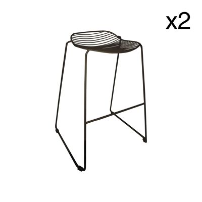 SET OF 2 OUTDOOR STOOLS
 IN BLACK METAL
 46X58X81.5CM AUSTIN