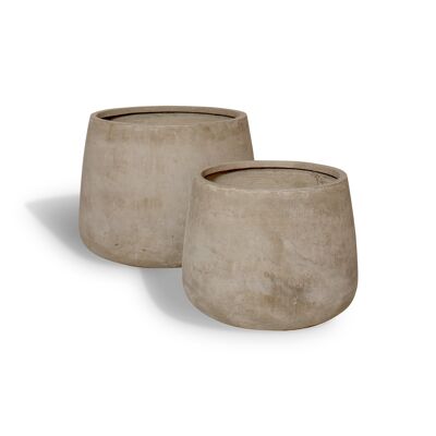 Set2 pots ronds en fibre
 d'argile forme basse
 diamètre 41 et 55cm faro