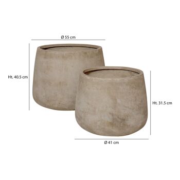 Set2 pots ronds en fibre
 d'argile forme basse
 diamètre 41 et 55cm faro 5