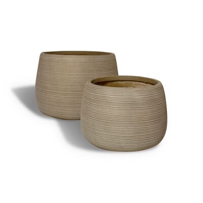 SET2 ROUND FIBER POTS
 TAUPE CLAY D39XHT27
 ET D53XHT37CM AVEIRO