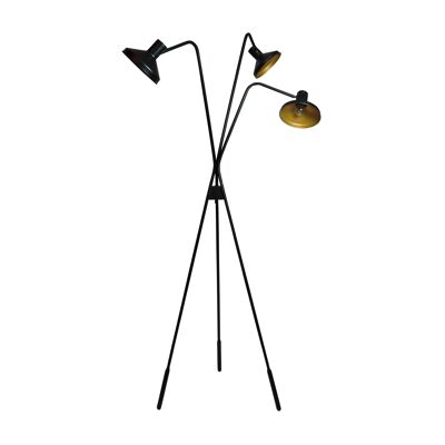 TRIPOD FLOOR LAMP IN
 BLACK AND GOLDEN METAL
 41X41XH158CM SNAKE