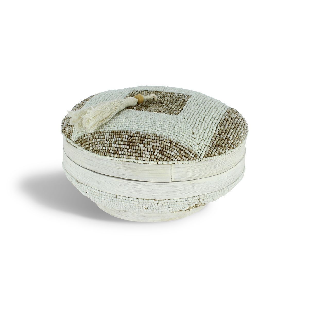 SCATOLA DI BAMBÙ ORNATA
 DI PERLE D20X12CM HOA