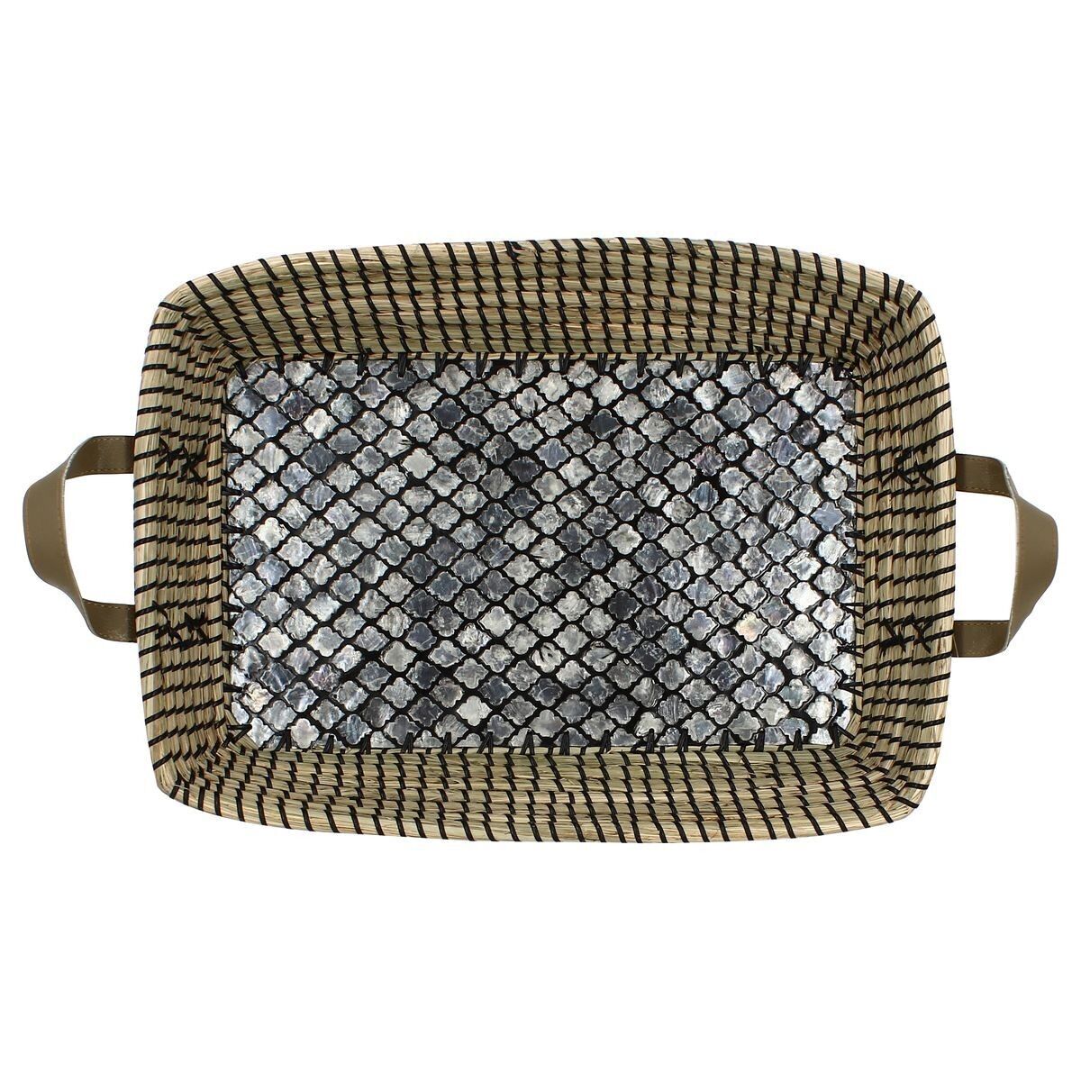 VASSOIO RETTANGOLARE IN
 ERBA E MOP
 50X35 ALTEZZA 9CM KOS