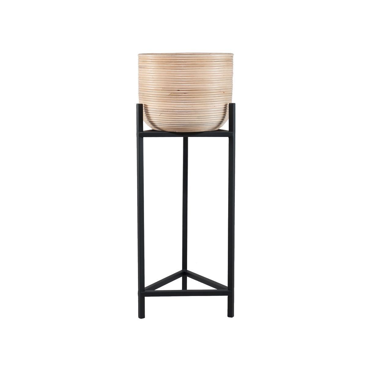 COPERCHIO VASO LIMA GRANDE -
 RATTAN- GAMBE IN METALLO NERO-
 35X37X78/95CM