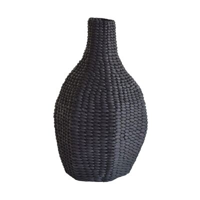 DECORATIVE JAR
 IN WATER HYACINTH
 BLACK D34XH57CM AMANI