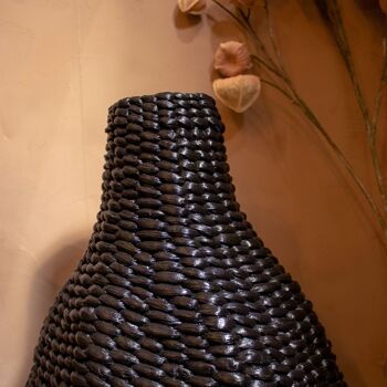 Jarre decorative
 en jacinthe d'eau
 noire d34xh57cm amani 3