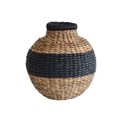 Jarre boule en jacinthe
 d'eau naturel et noir
 d37xh37cm ines