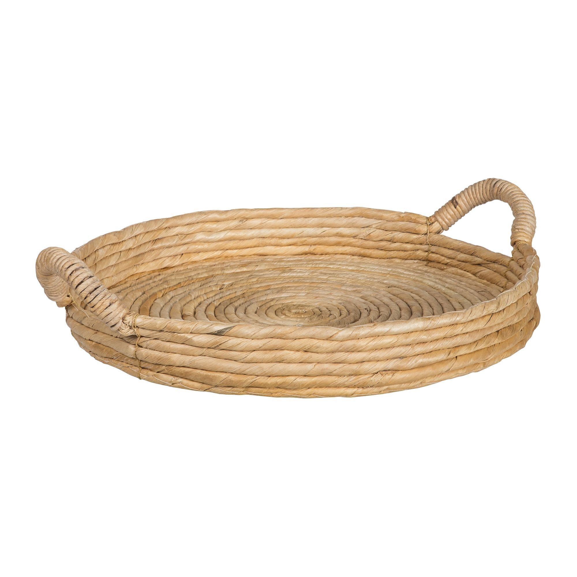 VASSOIO IN FIBRA ROTONDA
 ABACA D48CM X H8.5CM
 CON MANICI DOUNIA