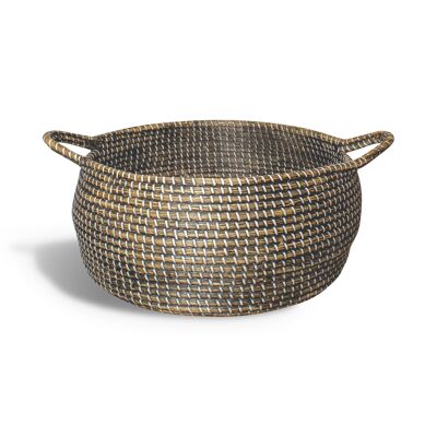 SEAGRASS BASKET
 BROWN WITH HANDLES
 50X27CM CON DAO