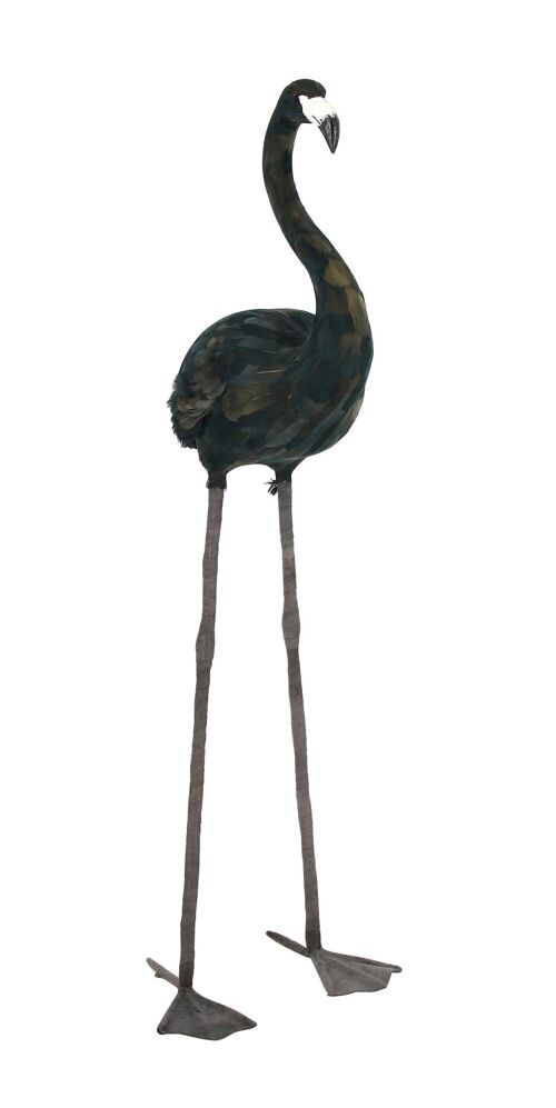 Flamant en plumes d'oie
 noires- grand modele
 38x26x120 cm flamingo