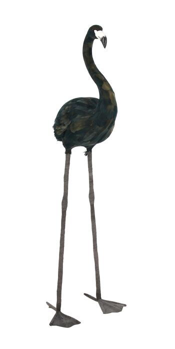 Flamant en plumes d'oie
 noires- grand modele
 38x26x120 cm flamingo 1
