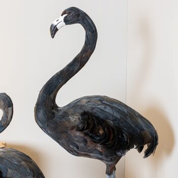 Flamant en plumes d'oie
 noires- grand modele
 38x26x120 cm flamingo 3