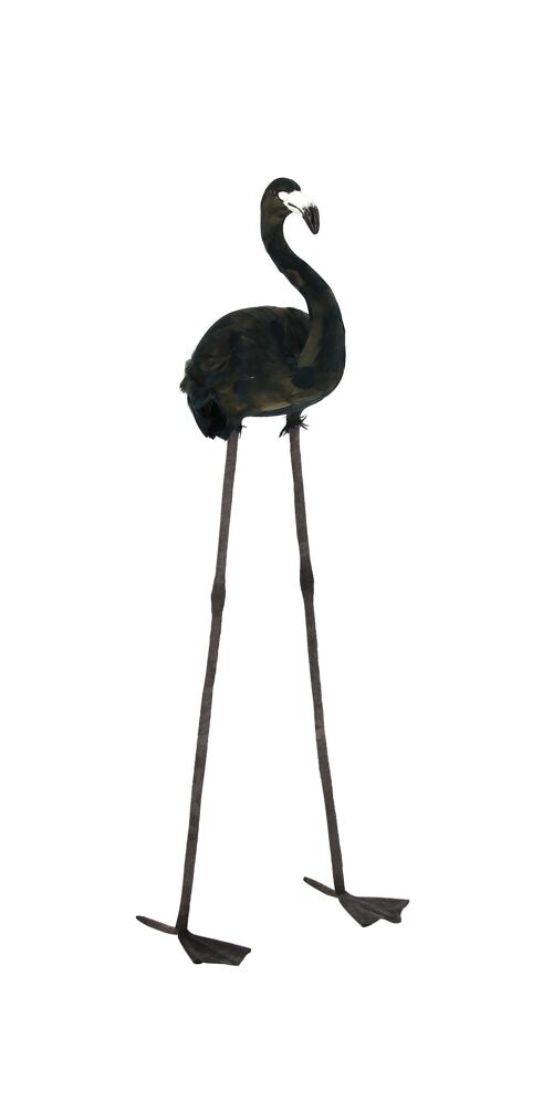 Flamant en plume d'oie
 noires- petit modele
 32 x 24 x105cm flamingo