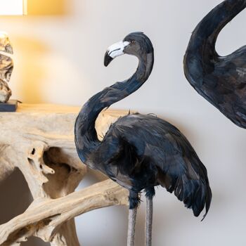 Flamant en plume d'oie
 noires- petit modele
 32 x 24 x105cm flamingo 3