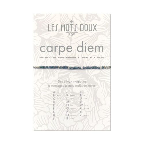 Bracelet Code Morse Pastel Carpe Diem Bleu Canard Argent