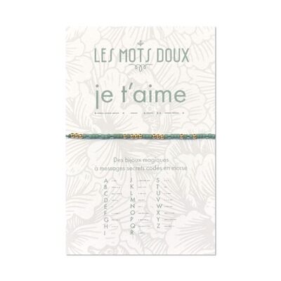 Bracelet Code Morse Pastel Je t'Aime Vert Translucide Or