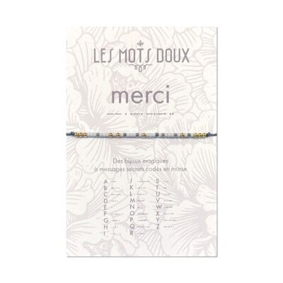 Bracelet Code Morse Pastel Merci Gris Clair Or