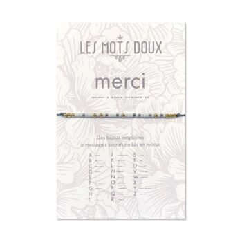 Bracelet Code Morse Pastel Merci Gris Clair Or 1