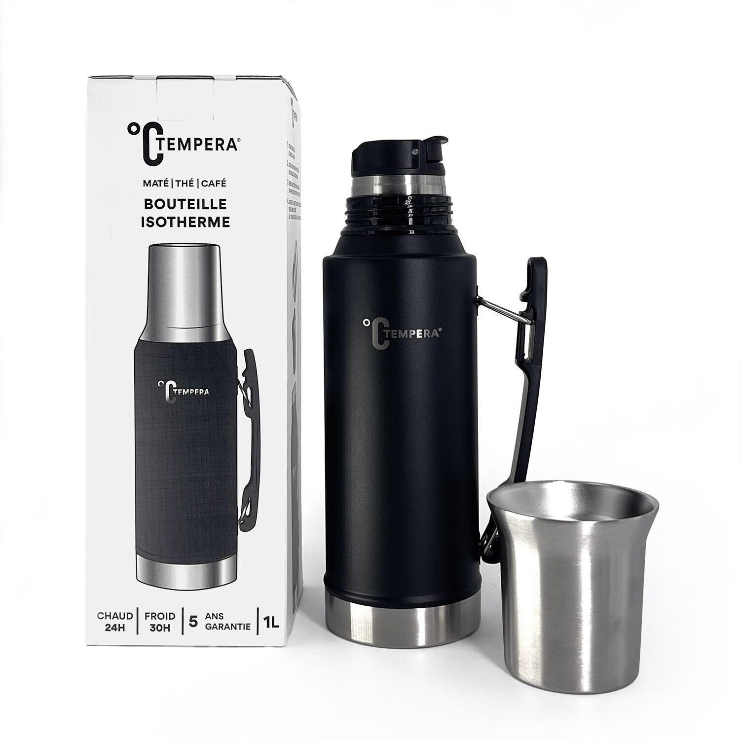 2-in-1 Tempera Insulated Thermos Bottle - Double Wall - 1L