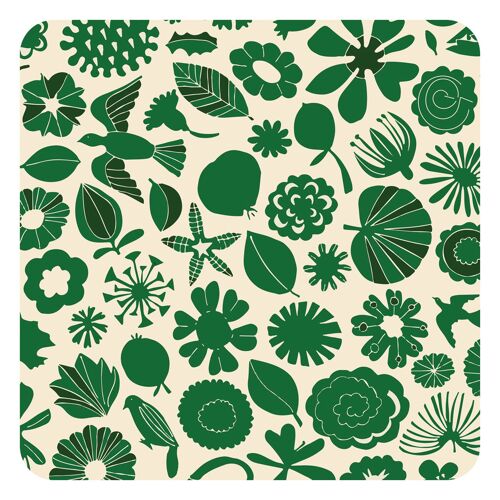 Magic Garden Green table mat 222mm x 222mm square