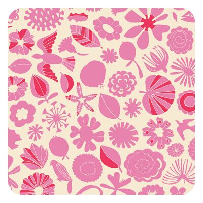 Magic Garden Pink table mat 222mm x 222mm square