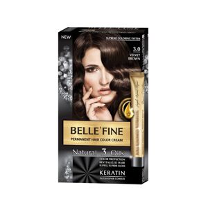 Crème de coloration permanente pour cheveux Belle`Fine # 3.0 - Brun Velours