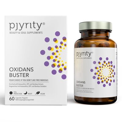 Oxidant Buster - antioxidant, anti-age, detox, cell stress, anti-stress, astaxanthin, OPC, bamboo, inner beauty, capsule, pill, smoker, smoking, sun, UV protection, anti-wrinkle cream, anti-age