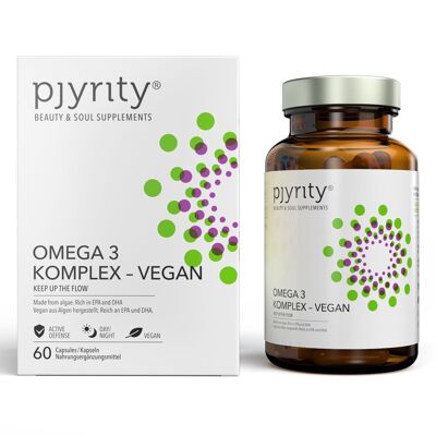 Complesso Omega 3 - vegano. Mantieni il flusso. Da alghe, visione normale, vitamine, funzione cardiaca, colesterolo, DHA, EPA, Softgel