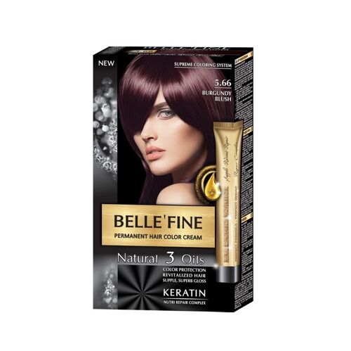 Permanent Hair Color Cream Belle`Fine # 5.66 - Burgundy Blush