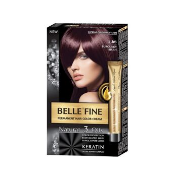 Crème de coloration permanente pour cheveux Belle`Fine # 5.66 - Blush bordeaux