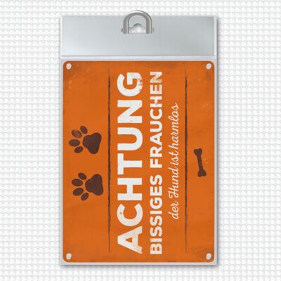 Attention biting mistress metal sign in 15x20 cm