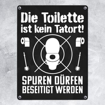 Les toilettes ne sont pas une scène de crime Les traces peuvent être enlevées Plaque en métal mesurant 15x20 cm 2