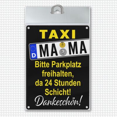 Taxi Mama Metallschild in 15x20 cm in Schwarz-Gelb zum Thema Mutter sein