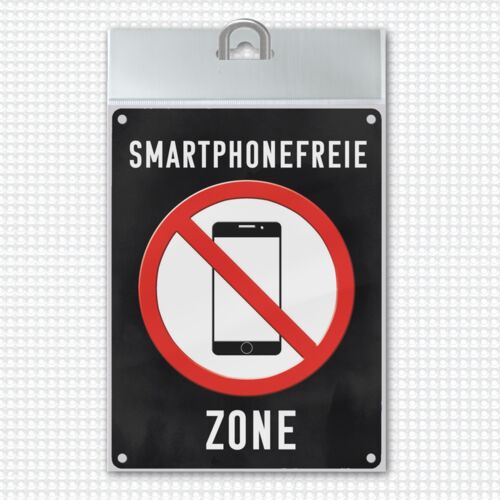 Smartphonefreie Zone Handy verboten Metallschild in 15x20 cm
